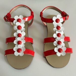 Janie and Jack Red & White Flower Strap Sandals SIZE 9